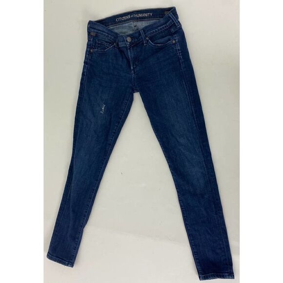 Citizens of Humanity Phantom Cropped Skinny Leg Distressed Jeans Blue - Size 28 - Picture 1 of 11